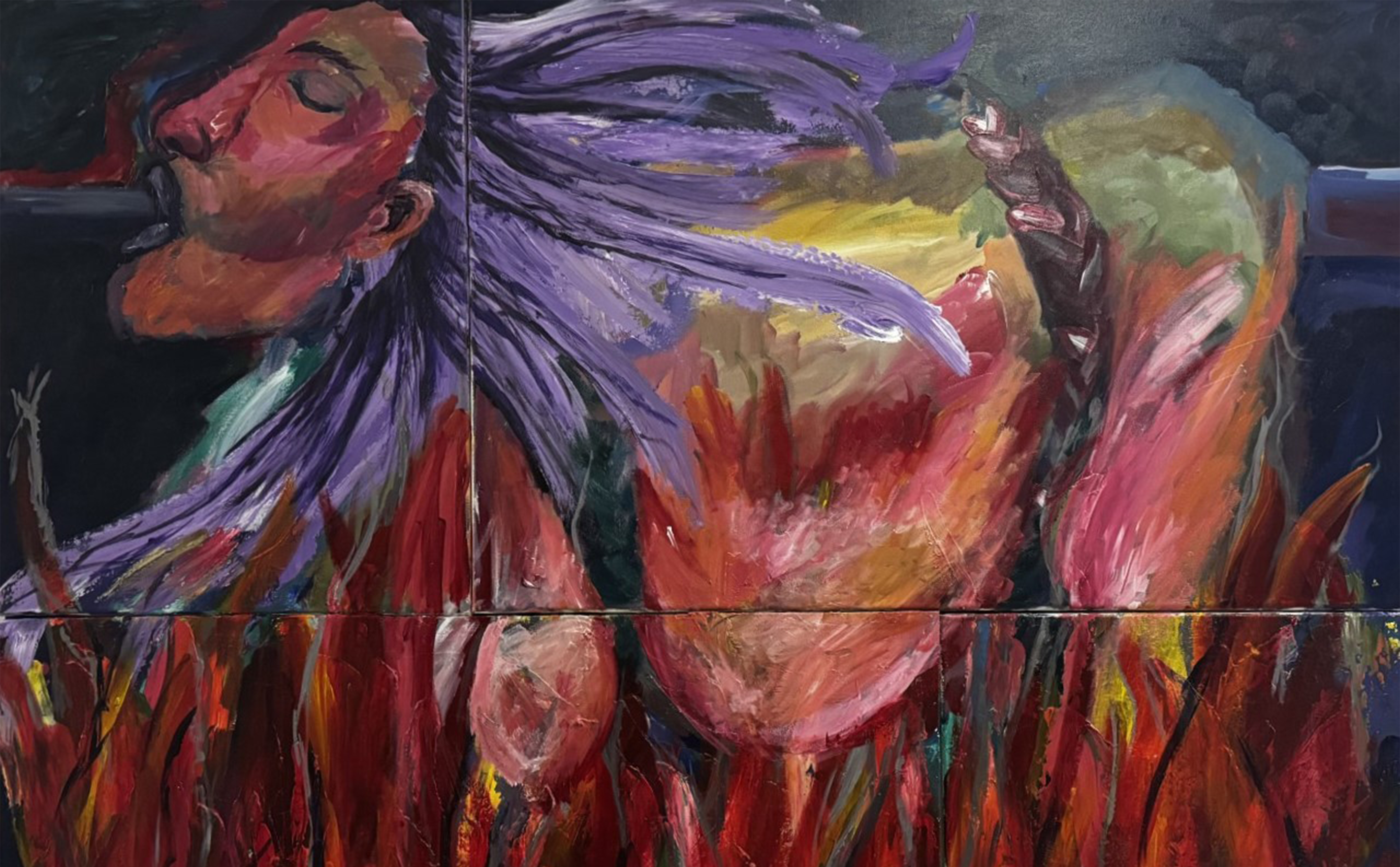 pregnant woman being roasted like a pig